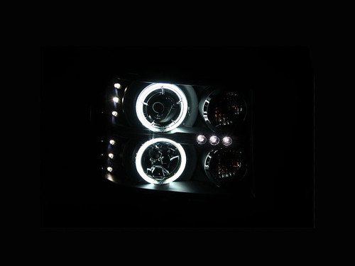 ANZO Projector Headlights w/ Halo Black for Gmc Sierra 1500 | 111125