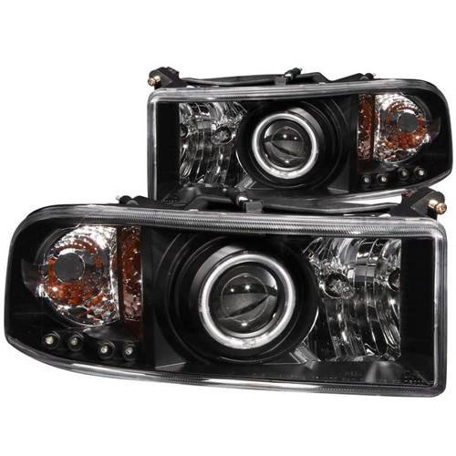 ANZO Projector Headlights w/ Halo Black for Dodge Ram | 111065 ANZO Projector Headlights w/ Halo Black for Dodge Ram | 111065