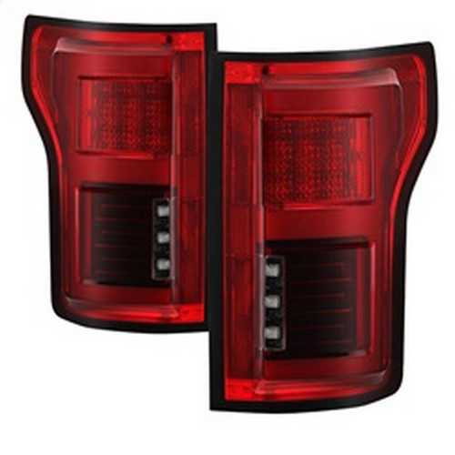Spyder LED Tail Lights w/ Blind Spot for Ford F-150 - Red Clear