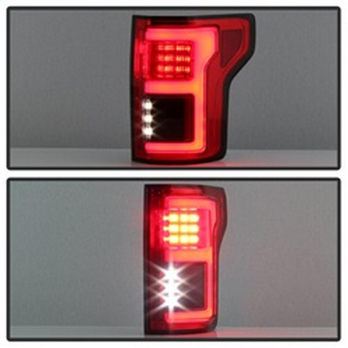 Spyder LED Tail Lights w/ Blind Spot for Ford F-150 - Red Clear