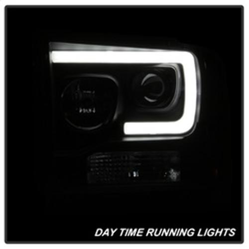 Spyder Projector Headlights Light Bar DRL LED for Ford F250/350/450 - Black