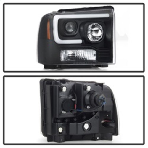 Spyder Projector Headlights Light Bar DRL LED for Ford F250/350/450 - Black