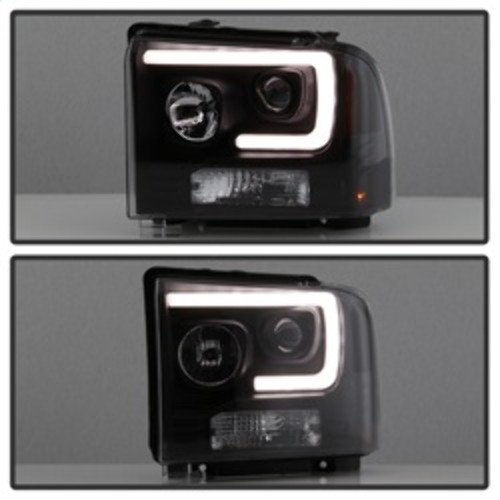 Spyder Projector Headlights Light Bar DRL LED for Ford F250/350/450 - Black