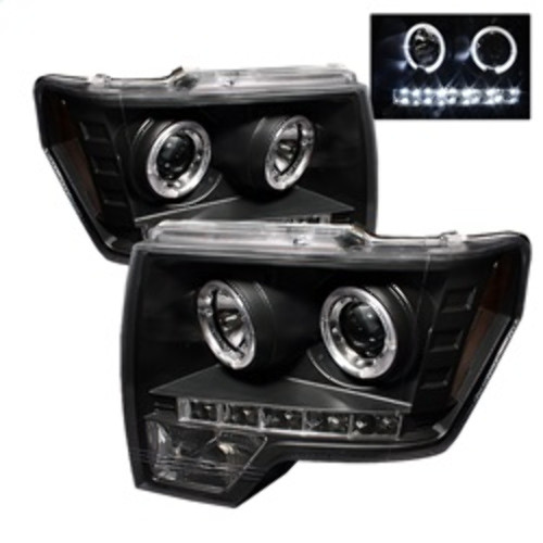 Spyder Projector Headlights LED Halo for Ford F150 Halogen - Black Spyder Projector Headlights LED Halo for Ford F150 Halogen - Black