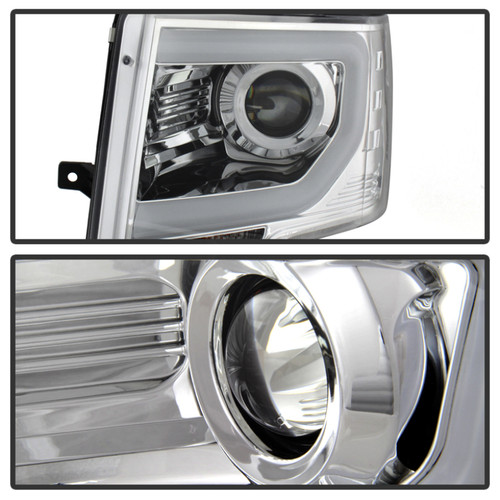 Spyder Projector Headlights Light Bar DRL for Ford F150 Halogen - Chrome