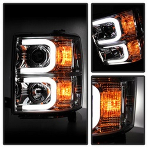 Spyder Projector Headlights Light Bar DRL for Chevy Silverado 1500 - Chrome