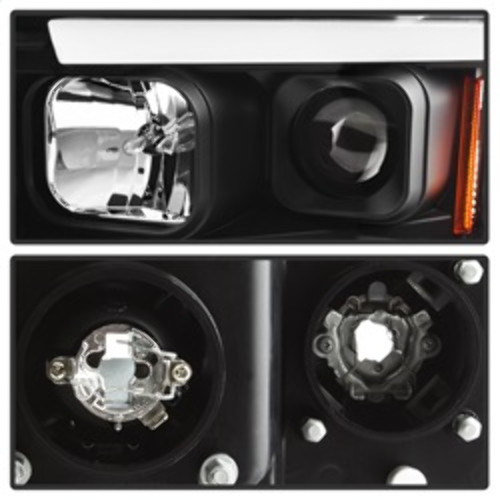 Spyder Light Bar Projector Headlights for Dodge Ram 1500 - Black