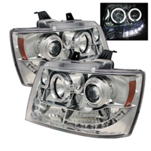 Spyder Projector Headlights LED Halo for Chevy Suburban 1500 - Chrome
