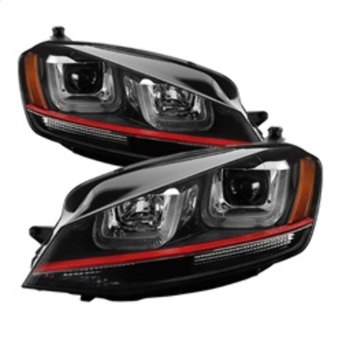 Spyder Projector Headlights DRL LED Red Stripe for Volkswagen Golf VII - Black Spyder Projector Headlights DRL LED Red Stripe for Volkswagen Golf VII - Black
