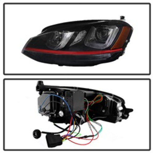 Spyder Projector Headlights DRL LED Red Stripe for Volkswagen Golf VII - Black Spyder Projector Headlights DRL LED Red Stripe for Volkswagen Golf VII - Black