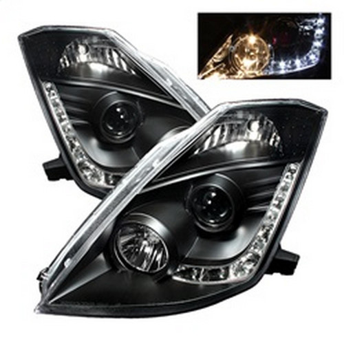 Spyder Projector Headlights DRL for Nissan 350Z Halogen - Black
