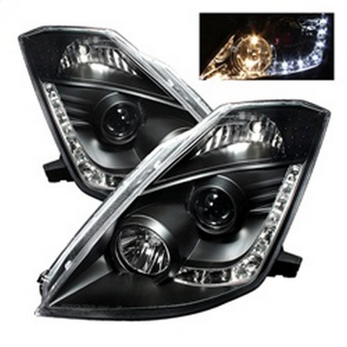 Spyder Projector Headlights DRL for Nissan 350Z Halogen - Black