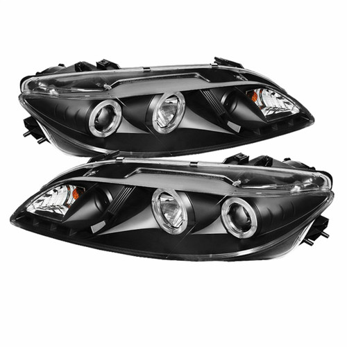 Spyder Projector Headlights LED Halo DRL for Mazda 6 w/ Fog Lights - Black