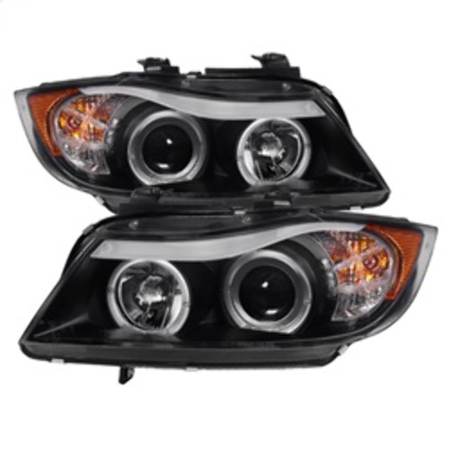 Spyder Projector LED Halo Amber Reflector for BMW E90 3-Series - Black