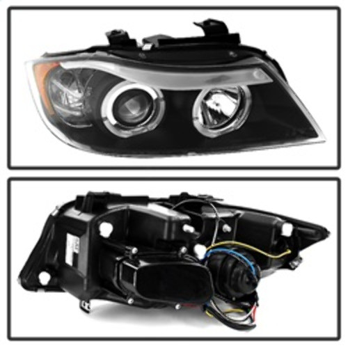 Spyder Projector LED Halo Amber Reflector for BMW E90 3-Series - Black