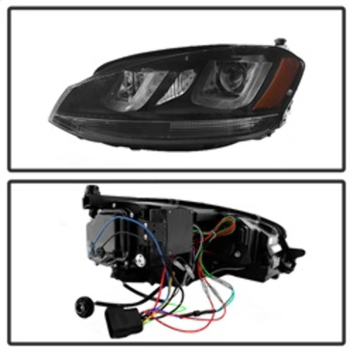 Spyder Projector Headlights DRL LED Black Stripe for Volkswagen Golf VII - Black Spyder Projector Headlights DRL LED Black Stripe for Volkswagen Golf VII - Black
