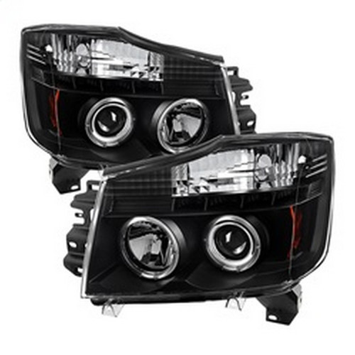Spyder Projector Headlights LED Halo for Nissan Titan/Armada - Black
