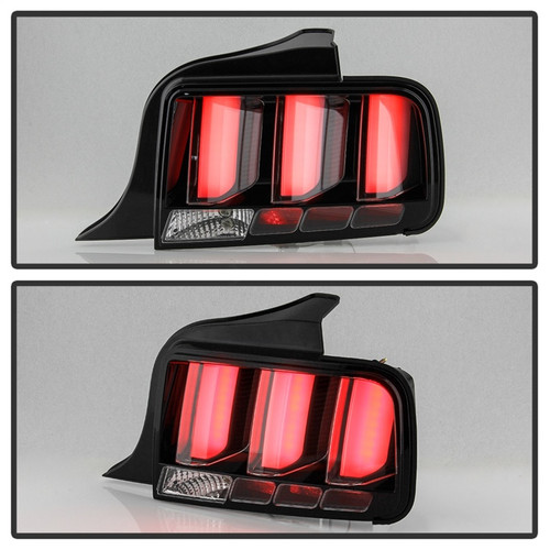 Spyder LED Tail Lights for Ford Mustang White Light Bar - Black