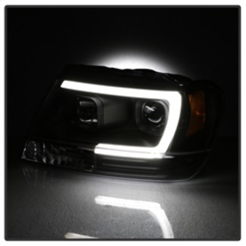 Spyder Projector Headlights Light Bar DRL LED for Jeep Grand Cherokee - Black