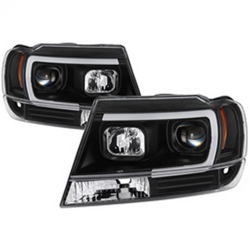 Spyder Projector Headlights Light Bar DRL LED for Jeep Grand Cherokee - Black