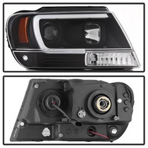 Spyder Projector Headlights Light Bar DRL LED for Jeep Grand Cherokee - Black