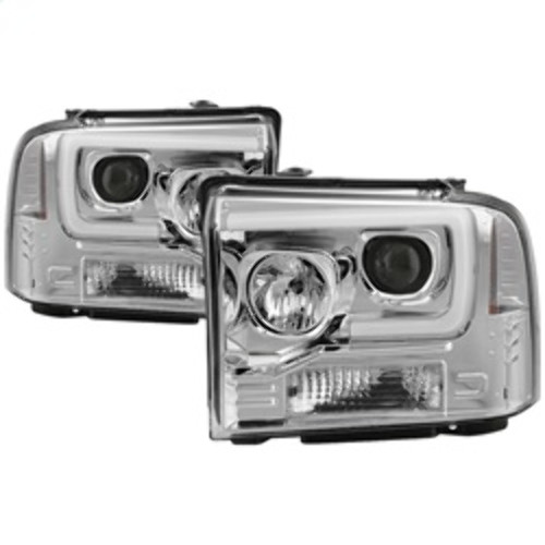 Spyder V2 Projector Headlights Light Bar DRL for Ford F250/350/450 SD - Black