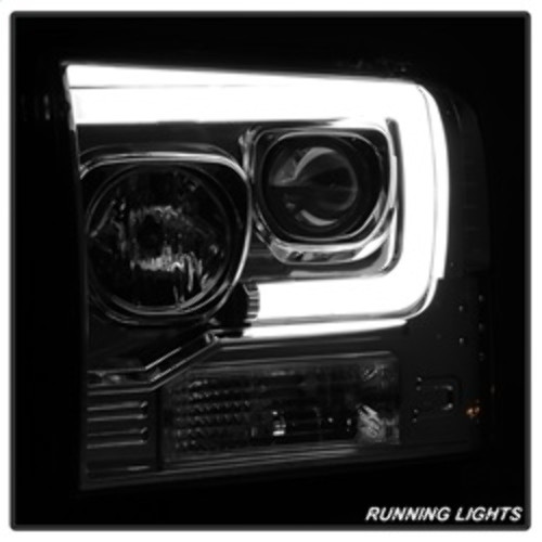 Spyder V2 Projector Headlights Light Bar DRL for Ford F250/350/450 SD - Black