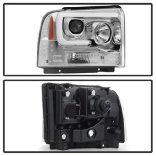 Spyder V2 Projector Headlights Light Bar DRL for Ford F250/350/450 SD - Black