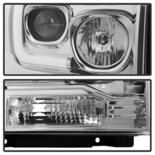 Spyder V2 Projector Headlights Light Bar DRL for Ford F250/350/450 SD - Black