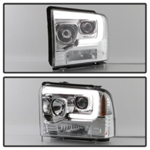 Spyder V2 Projector Headlights Light Bar DRL for Ford F250/350/450 SD - Black
