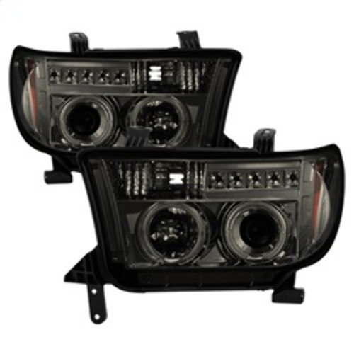 Spyder Projector Headlights LED Halo for Toyota Tundra - Smoke