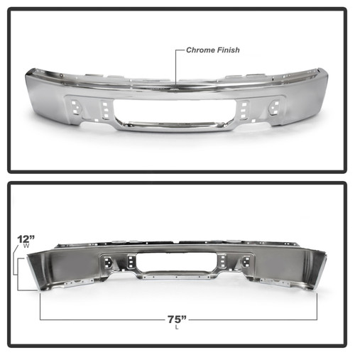 Spyder Front Bumper w/o Fog Light Hole for Ford F150 - Chrome