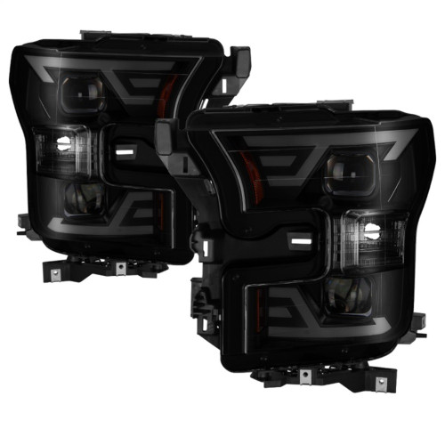 xTune DRL LED Light Bar Projector Headlights for Ford F-150 - Black Smoke