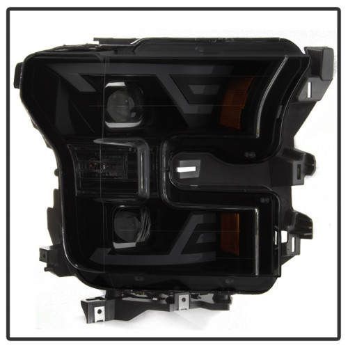 xTune DRL LED Light Bar Projector Headlights for Ford F-150 - Black Smoke