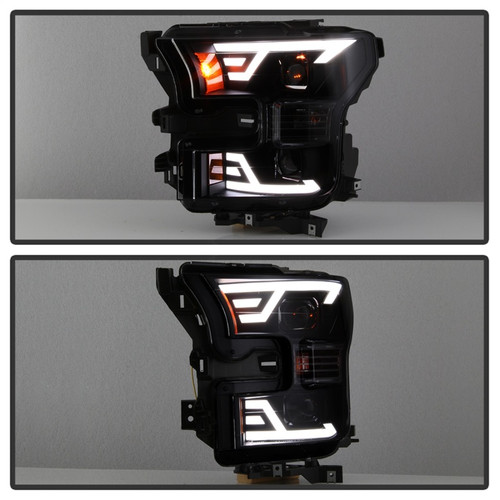 xTune DRL LED Light Bar Projector Headlights for Ford F-150 - Black Smoke