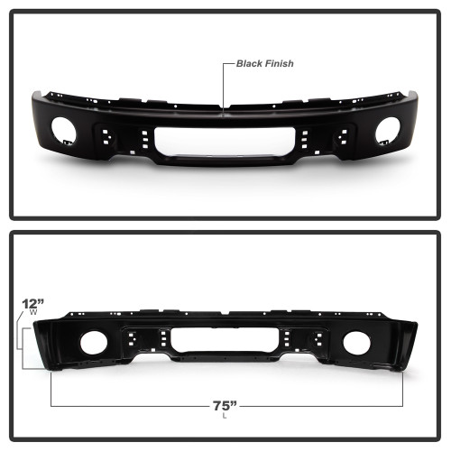 Spyder Front Bumper w/ Fog Light Hole for Ford F150 - Black Spyder Front Bumper w/ Fog Light Hole for Ford F150 - Black