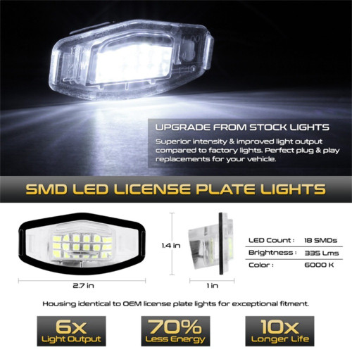xTune LED License Plate Bulb Assembly for Honda Civic - White 5500K Pair