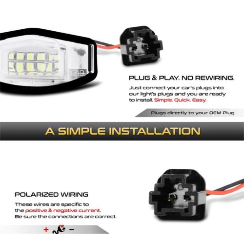 xTune LED License Plate Bulb Assembly for Honda Civic - White 5500K Pair