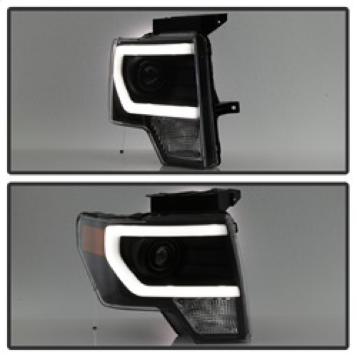 xTune Projector Headlights for Ford F150 - Light Bar DRL - Black