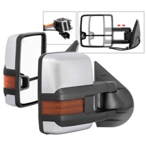 xTune Heated Amber LED Signal Mirrors for Chevy Silverado - Chrome