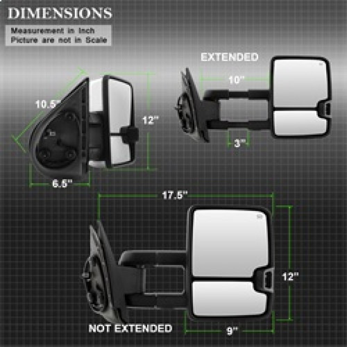 xTune Heated Amber LED Signal Mirrors for Chevy Silverado - Chrome
