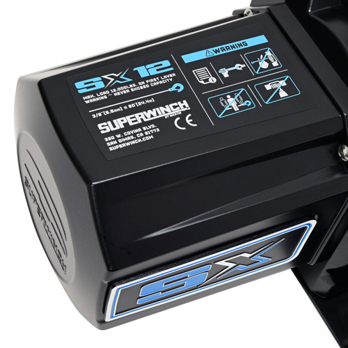 Superwinch 12000 LBS 12V DC 3/8in x 80ft Synthetic Rope SX12SR Winch - Black