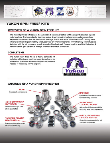 Yukon Gear Spin Free Locking Hub Conversion Kit For Dana 60 & AAM SRW Dodge