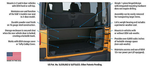 Tuffy Tailgate Security Enclosure Black for Jeep Wrangler JK (2011+)