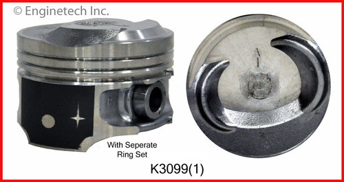 Single Piston & Ring Setfor Ford 2.0L VIN 'P'  - Enginetech K3099- Size = STD