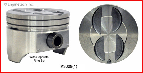 Single Piston & Ring Set for Ford 5.0L 302 - Enginetech K3008 - Size = STD