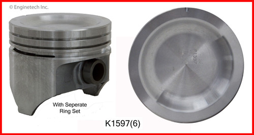 Piston & Ring Set (6) for Ford 300 - Enginetech K1597 - Size = PSTD