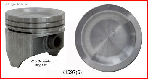 Piston & Ring Set (6) - Fits Ford 300 - Enginetech K1597 - Size = 040