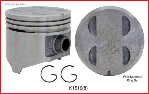 Piston & Ring Set (8) for Chrysler 318 - Enginetech K1516 - Size = STD Piston & Ring Set (8) for Chrysler 318 - Enginetech K1516 - Size = STD