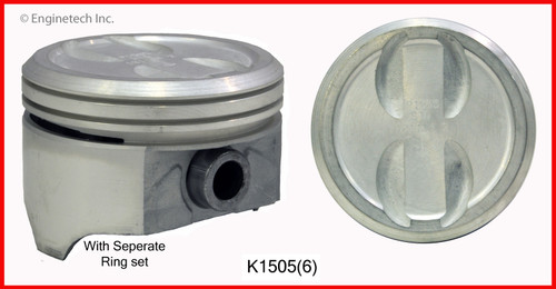 Piston & Ring Set (6) for GM & Chevrolet 262 - Enginetech K1505 - Size = P030